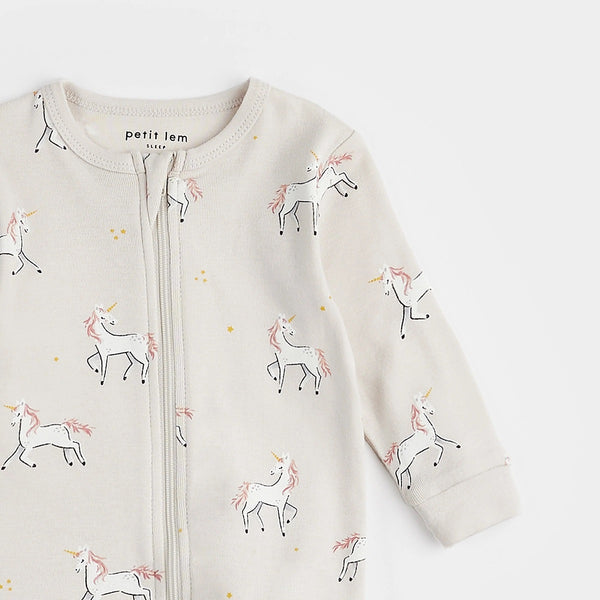 Pyjama crème à imprimé  «Licorne» - Petit Lem