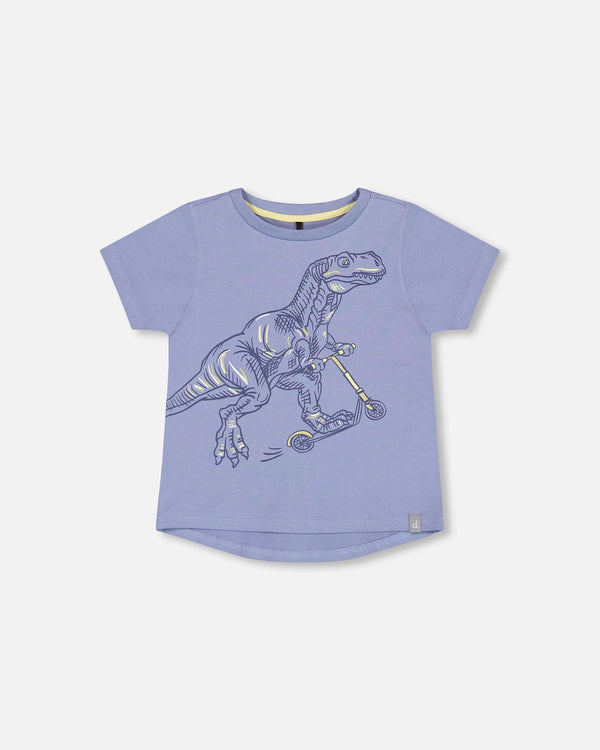 T-Shirt Avec Imprimé Dinosaure Bleu En Coton Biologique - Deux par Deux