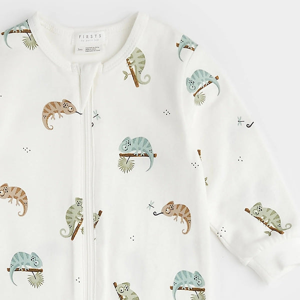 Pyjama blanc à imprimé de caméléons- Petit Lem