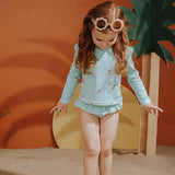 Maillot deux pièces turquoise avec couche-culotte à imprimés de sirène - Petit Lem