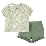 Ensemble Chemise en Poplin et Shorts Sauge - Petit Lem