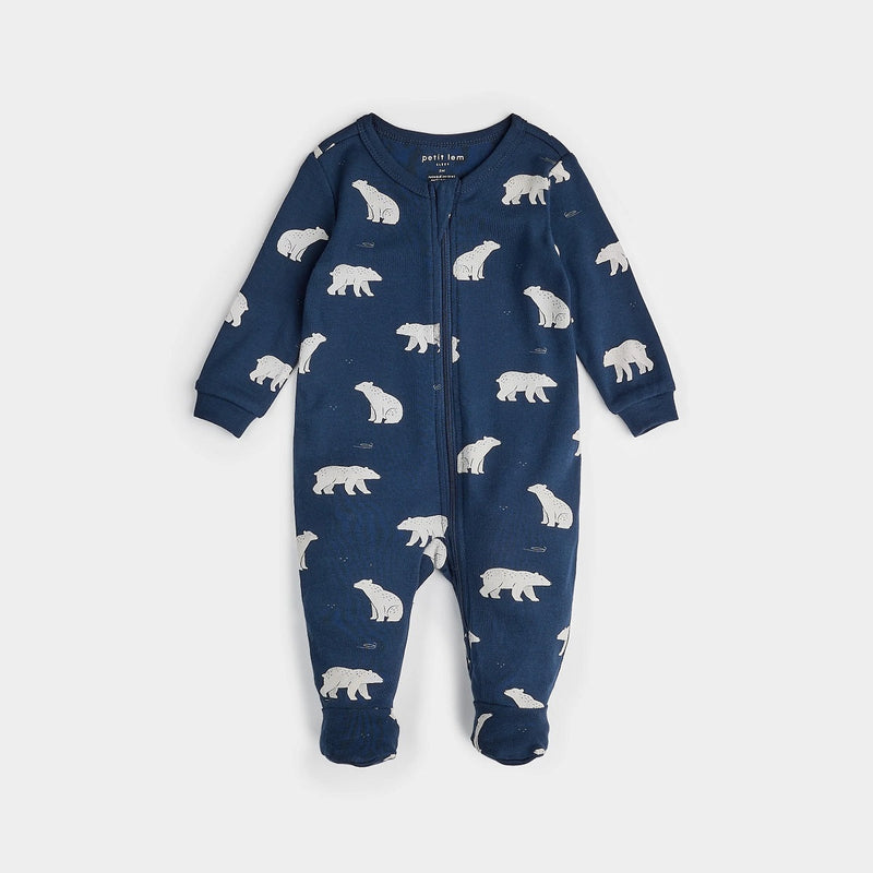 Pyjama bleu foncé à imprimés d'ours polaires - Petit Lem