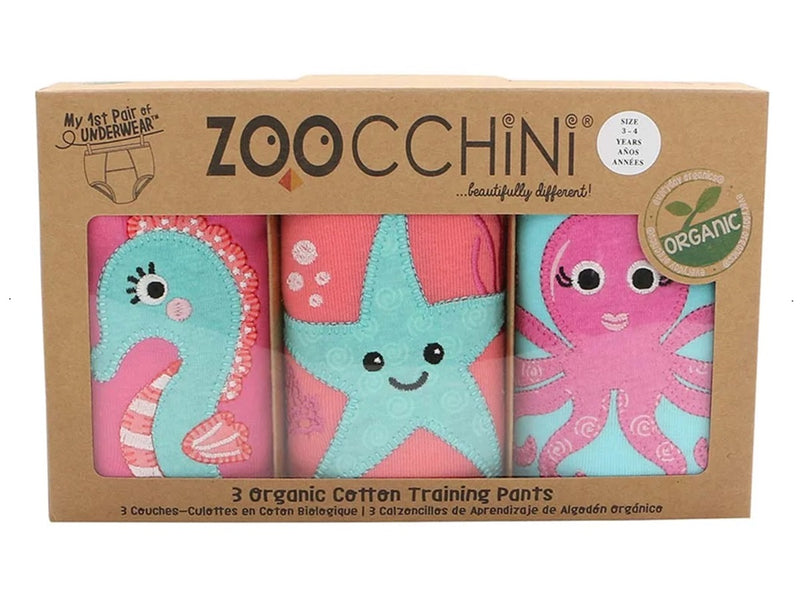 3 Culottes d'entraînement coton biologique Ocean Gals - Zoocchini