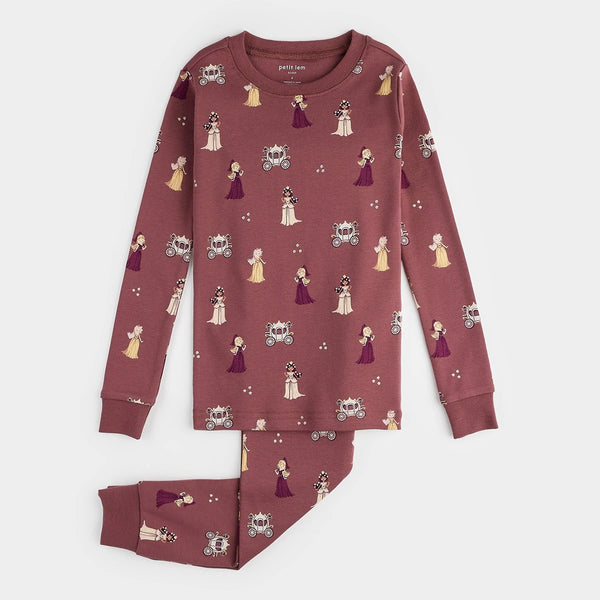 Ensemble Pyjamas Merlot à Imprimé de Princesses - Petit Lem