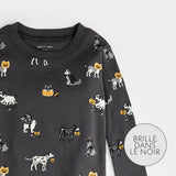 Ensemble pyjama 2 pièces charcol à imprimé d'animaux effrayants - Halloween - Petit Lem