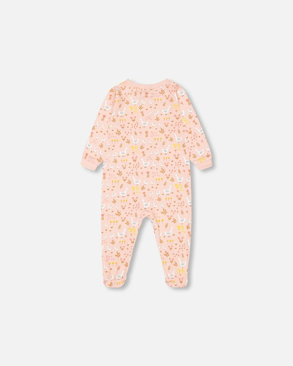Pyjama Une-Pièce Rose Imprimé D'oies En Coton Biologique - Deux par Deux