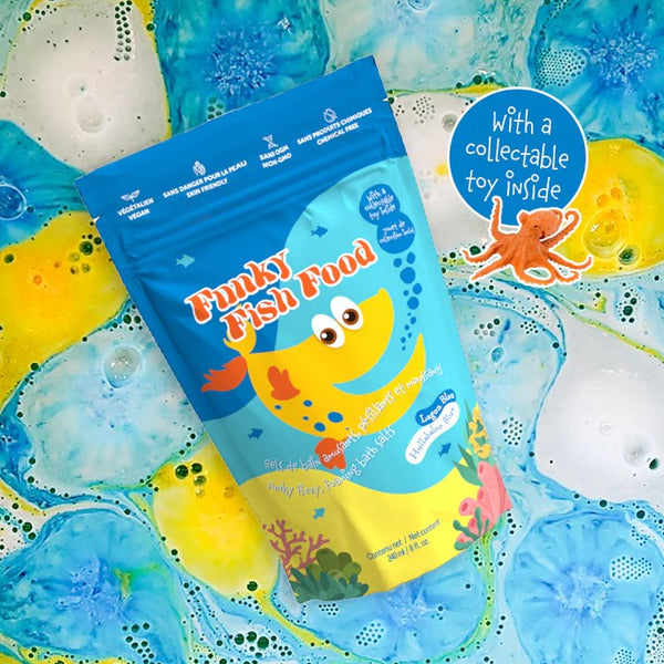 Sel de bain moussant coloré - Funky fish food - Lagon bleu - Loot Toys