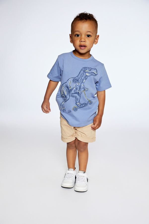 T-Shirt Avec Imprimé Dinosaure Bleu En Coton Biologique - Deux par Deux