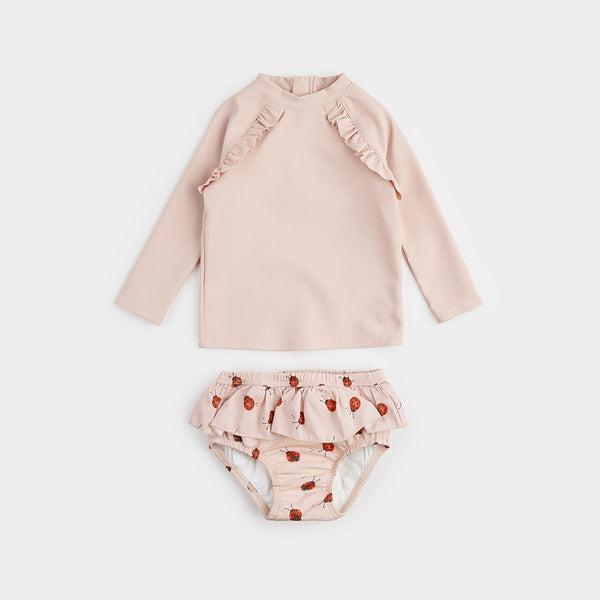 Maillot deux pièces rose avec couche-culotte à imprimés de Coccinelle - Petit Lem