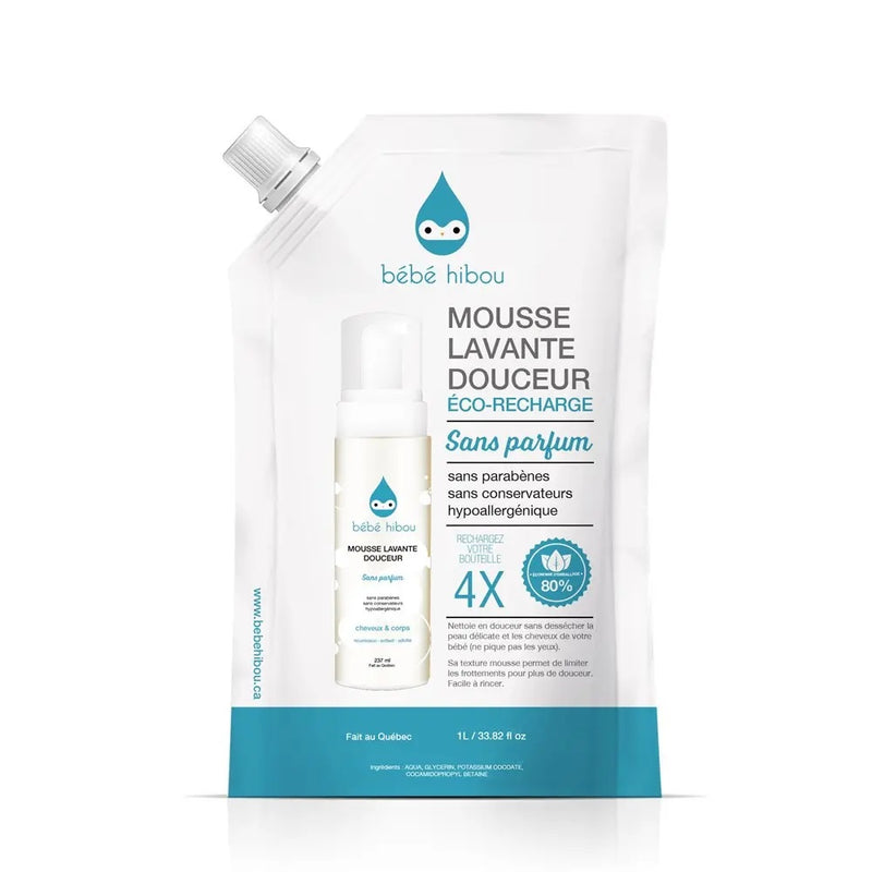 Savon mousse corps et cheveux - Eco refill - 1 litre - Bébé Hibou