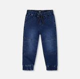 Pantalon Coupe Jogger En Denim Extensible Bleu Foncé - Deux par Deux