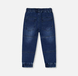 Pantalon Coupe Jogger En Denim Extensible Bleu Foncé - Deux par Deux