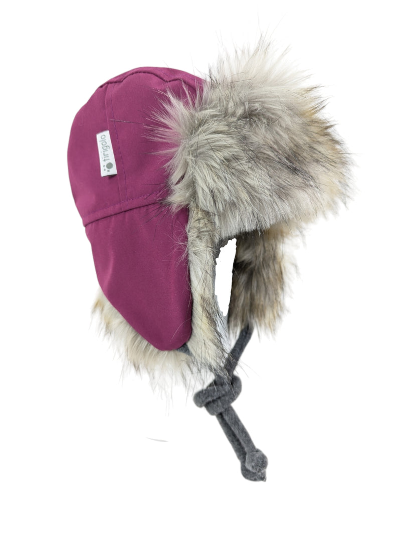 Chapeau Aviateur Framboise/ Fourrure Loup - Tirigolo