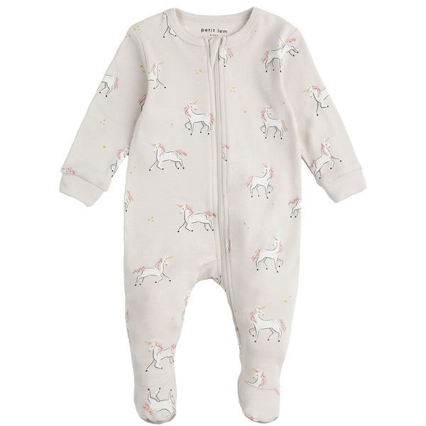 Pyjama crème à imprimé  «Licorne» - Petit Lem