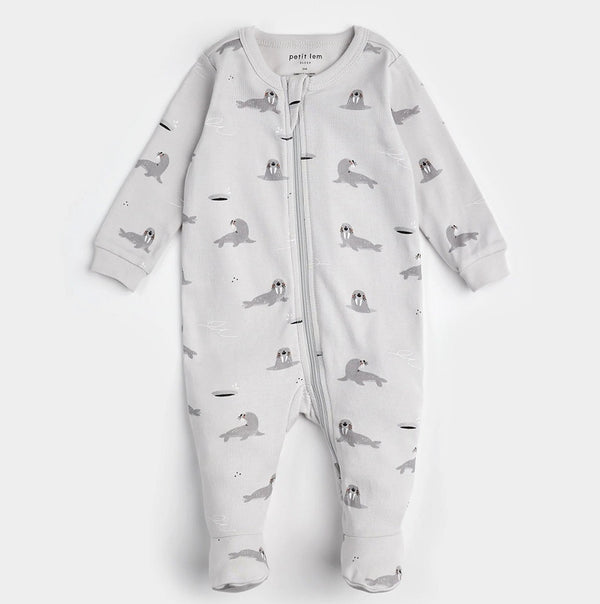 Pyjama gris à imprimés de morses - Petit Lem