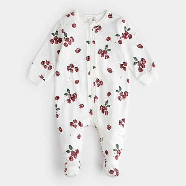 Pyjama off-white à imprimé de framboises - Petit Lem