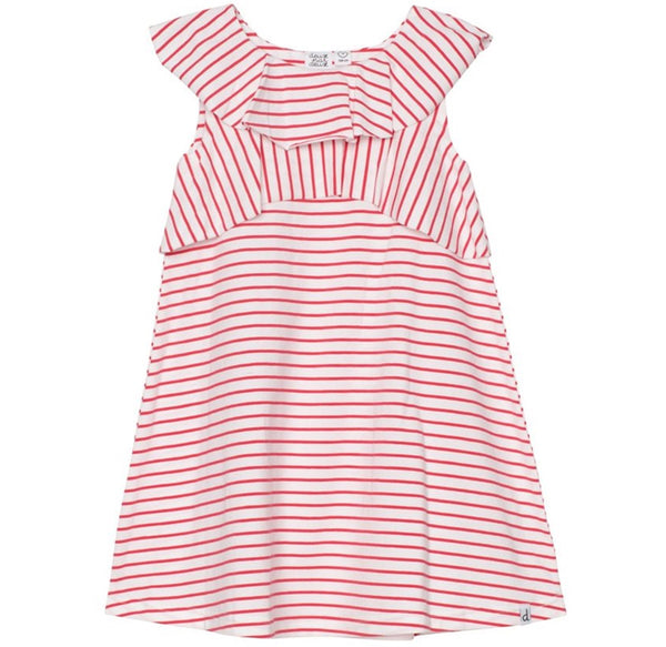 Robe à volants rayée blanc et rouge - Deux par Deux