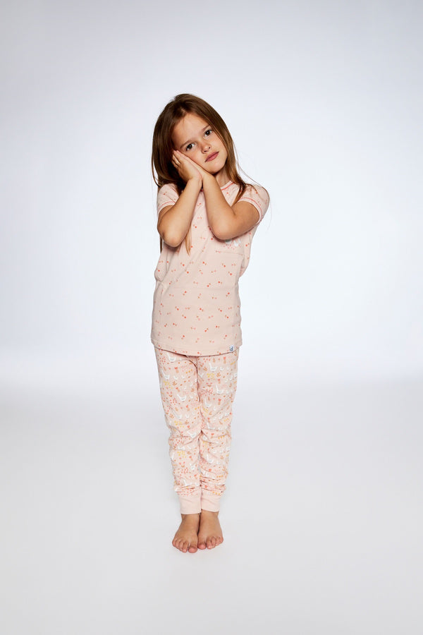 Pyjama Deux-Pièces Rose Imprimé D'oies En Coton Biologique - Deux par Deux