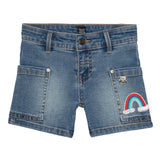 Short en denim avec broderie Arc-en-ciel - Deux par Deux