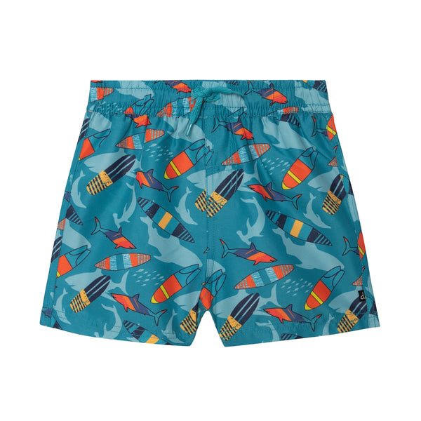 Short maillot de bain turquoise imprimé surf - Deux par Deux