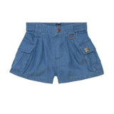 Short à poches cargo en chambray bleu - Deux par Deux