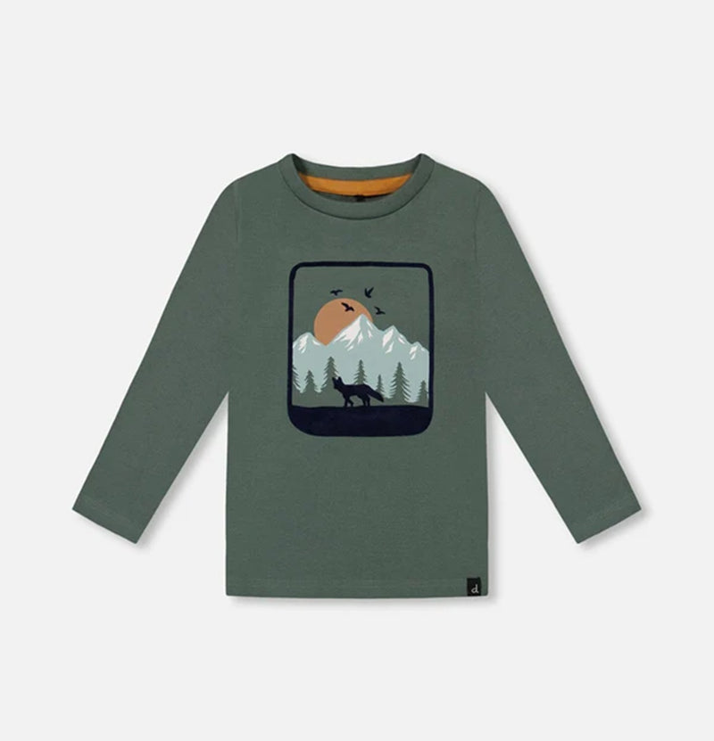 T-shirt vert forêt avec imprimé - Deux par deux