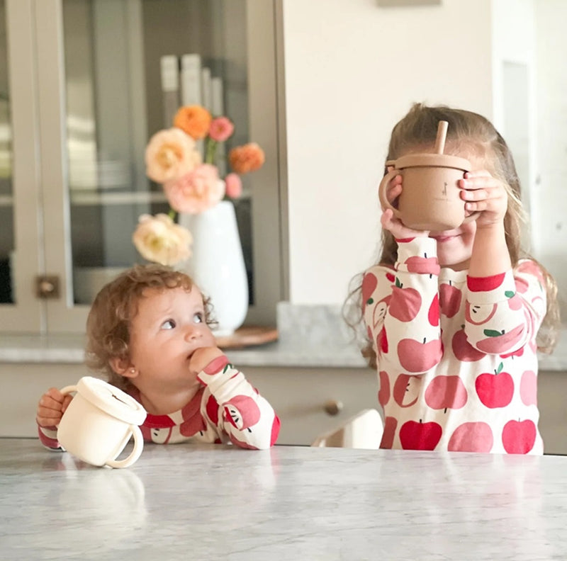 Tasse d'apprentissage 2 en 1 Pour Collation et Liquide - Blanc Crème - Micasso & Co