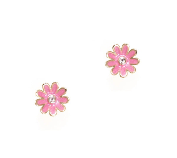 Boucles d'oreilles en émail - Marguerite Rose - Girl Nation