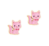 Boucles d'oreilles en émail - Chat Rose - Girl Nation