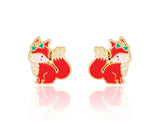 Boucles d'oreilles en émail - Renard Chic - Girl Nation