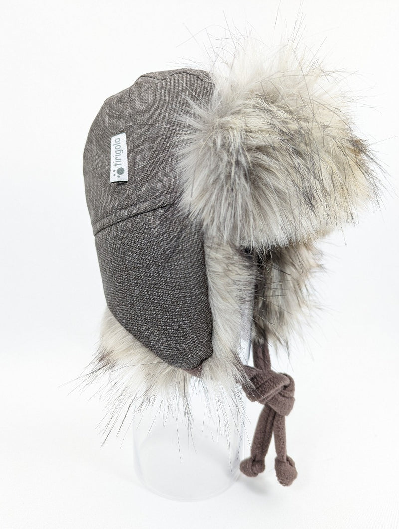 Chapeau Aviateur Tweed/ Fourrure Loup - Tirigolo