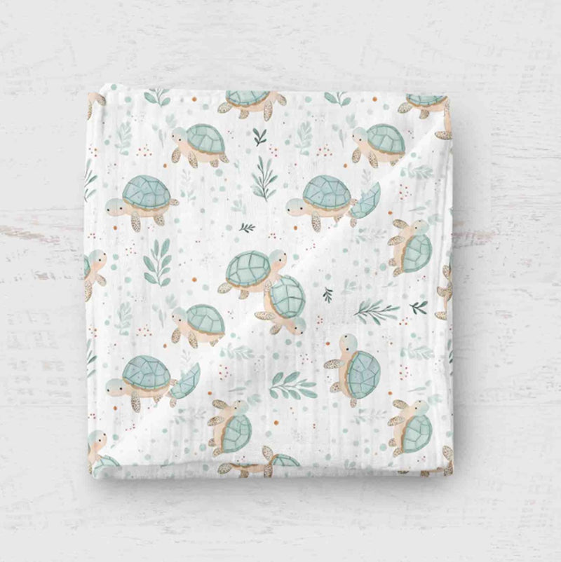Couverture en Mousseline de Bambou - Tortue - Bébé Ô Chaud