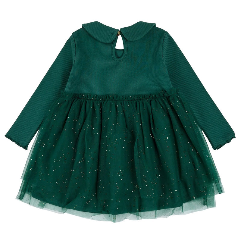 Ensemble 3 Pièces Robe Vert Sapin Côtelées - Petit Lem