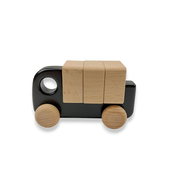 Jouet en bois - Camion noir avec blocs - Bajo