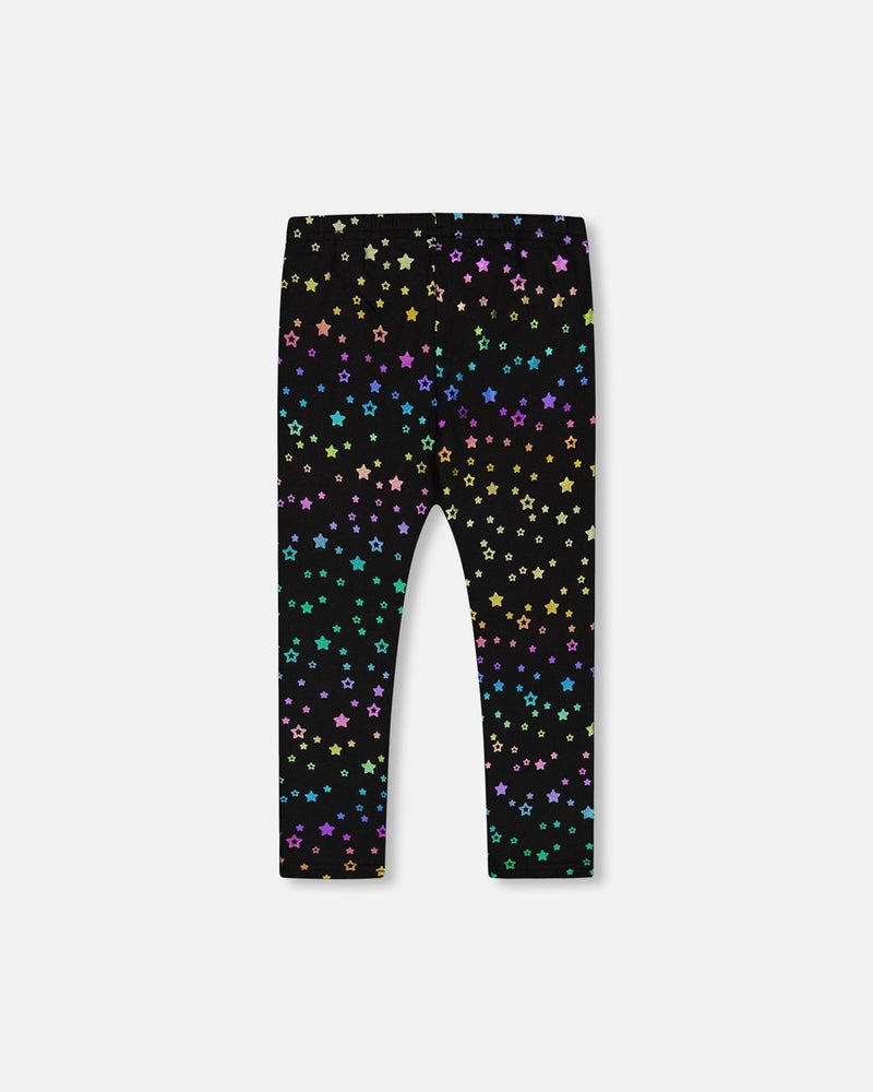 Legging Noir Imprimé Intégral D'étoiles Métallisées - Deux par Deux