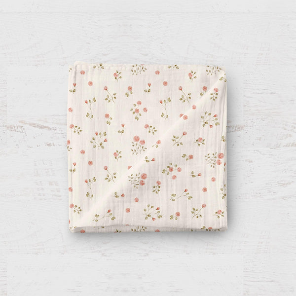 Couverture en Mousseline de Bambou - Bouton de Rose - Bébé Ô Chaud