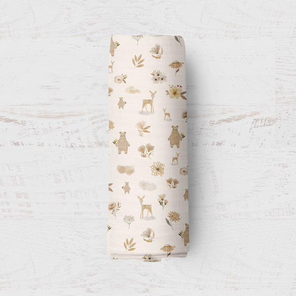 Couverture en Mousseline de Bambou - Ourson Boho - Bébé Ô Chaud