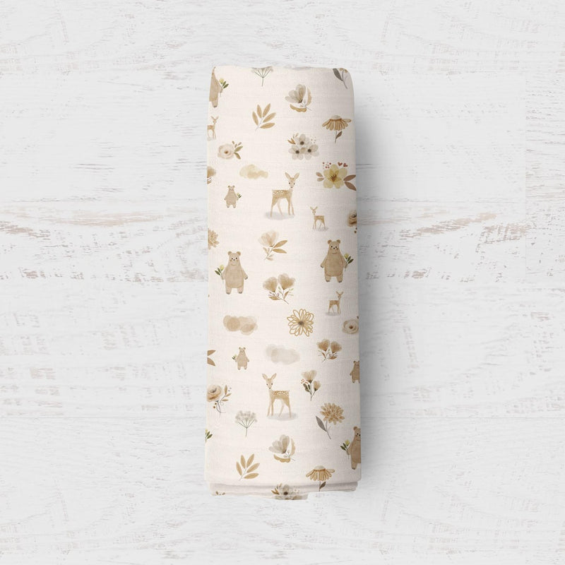 Couverture en Mousseline de Bambou - Ourson Boho - Bébé Ô Chaud
