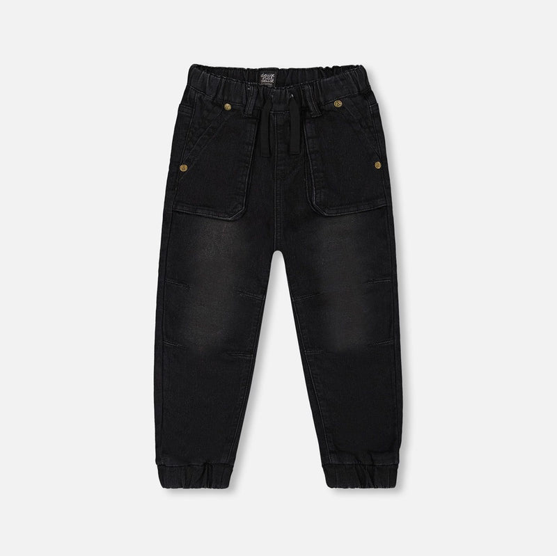 Pantalon de Jogging en Denim French Terry Noir - Deux par Deux