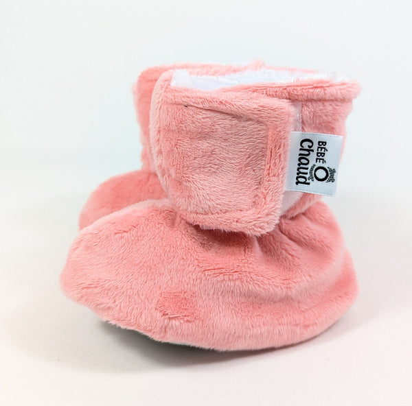 Pantoufles à velcro - Corail Sans Relief - Bébé Ô Chaud