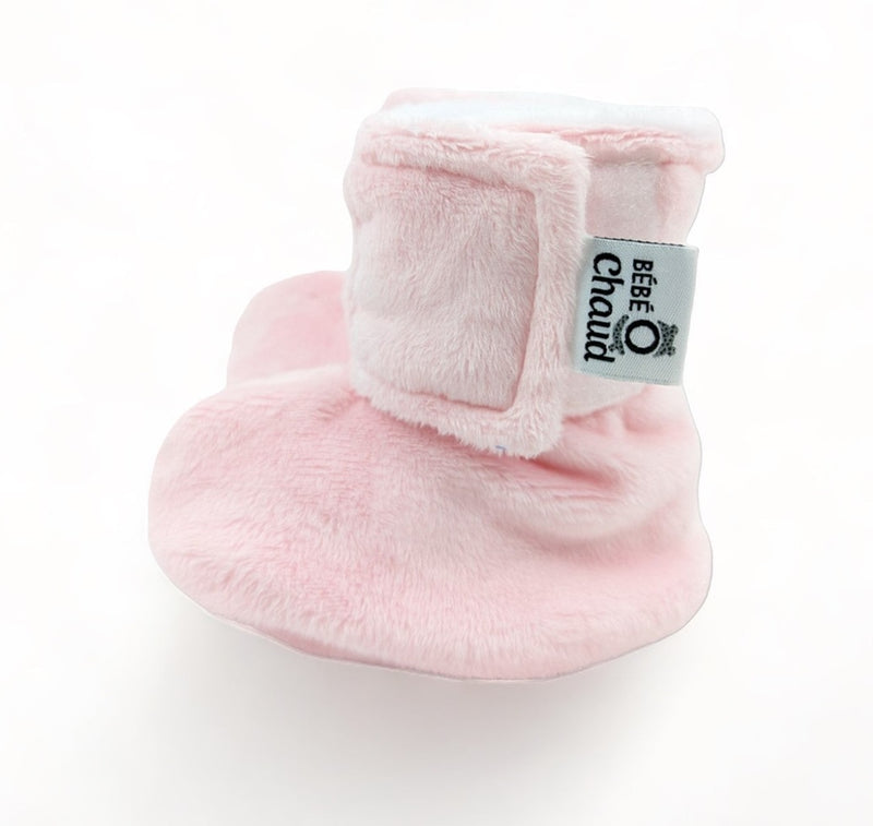 Pantoufles à velcro - Rose Bébé Sans Relief - Bébé Ô Chaud