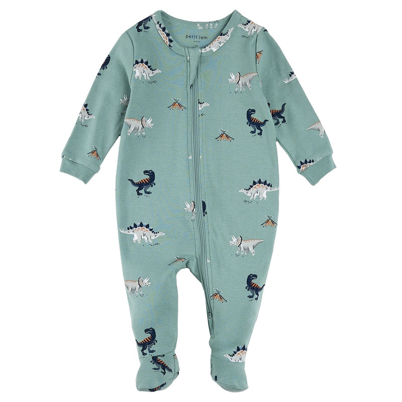 Pyjama turquoise à imprimé de dinosaures - Petit Lem