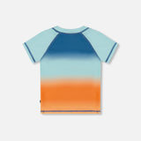 Rashguard à Manches Courtes Bleu Marine, Turquoise et Orange - Deux par Deux