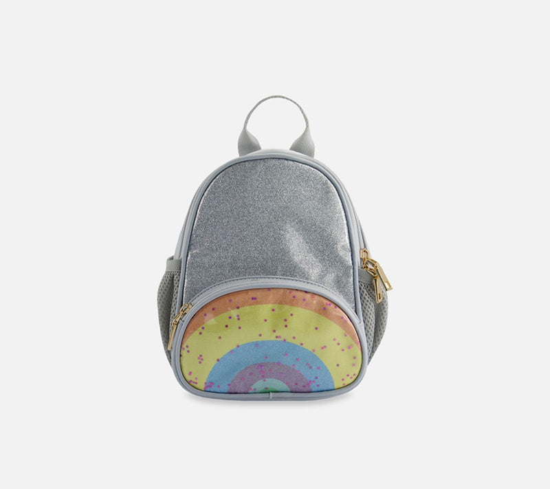 Sac À Dos En Faux Cuir Argent Avec Poche Arc-En-Ciel - Deux par Deux