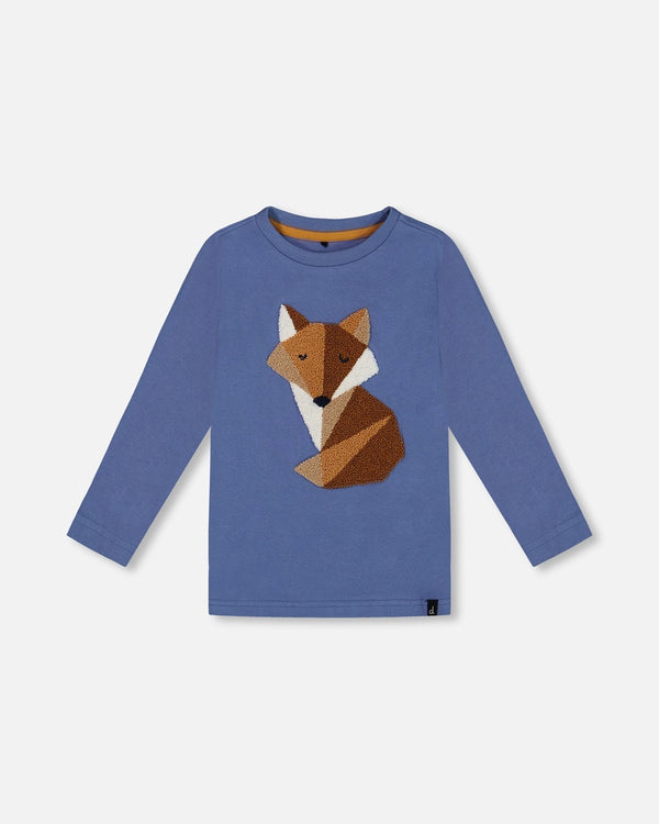 T-Shirt Bleu Avec Applique - Deux par Deux