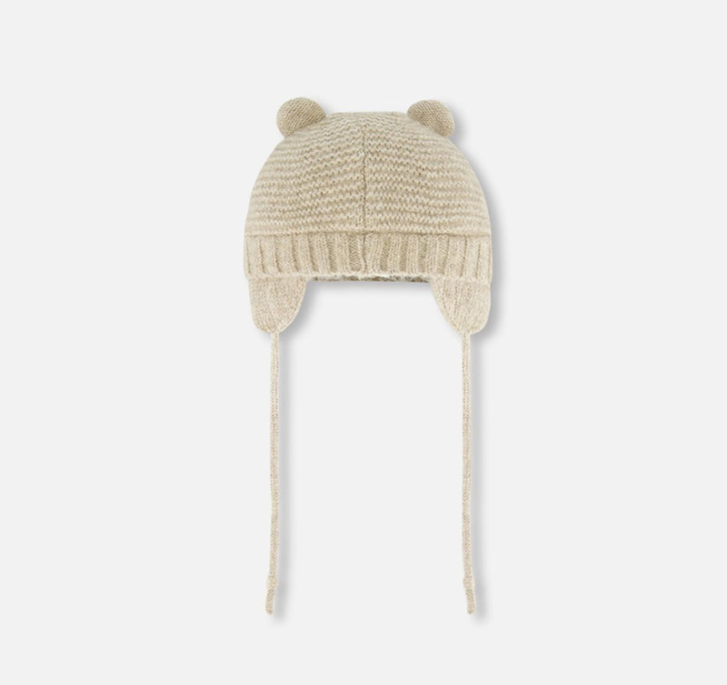 Bonnet en Tricot avec Oreilles Beige - Deux par Deux