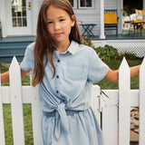 Chemisier bleu denim fille - Miles the Label