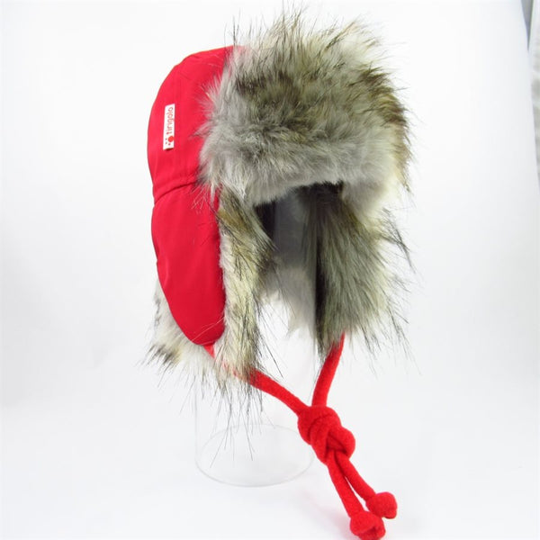 Chapeau Aviateur Rouge/Fourrure Loup - Tirigolo