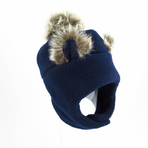 Chapeau de polar avec oreilles d'ours Marine - Tirigolo