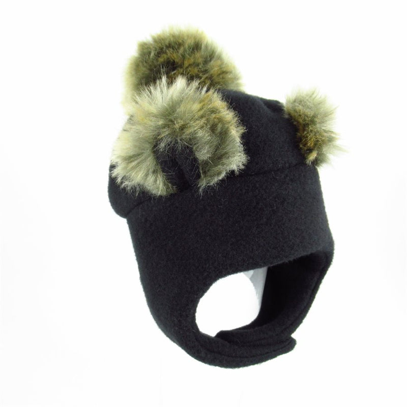Chapeau de polar avec oreilles d'ours Noir - Tirigolo